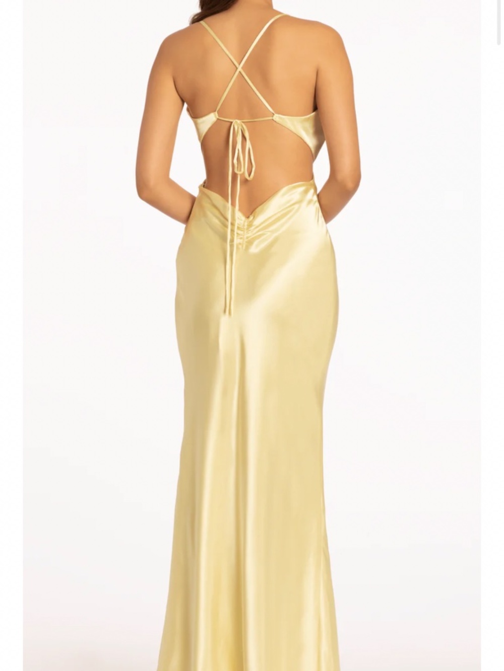 Yellow satin slip dress - Picture 2 of 2